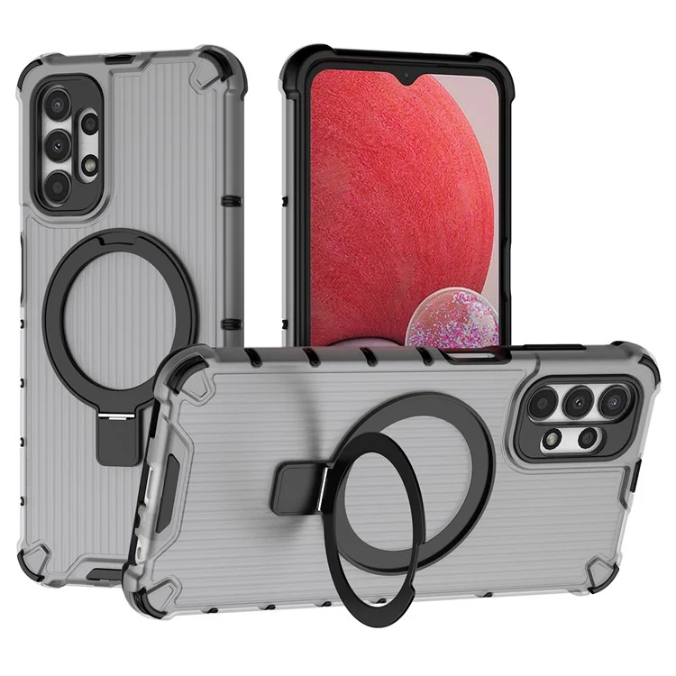 Pour Samsung Galaxy A13 4G / 5G Étui Anneau Magnétique Support Kickstand PC+TPU Housse de Téléphone - Gris