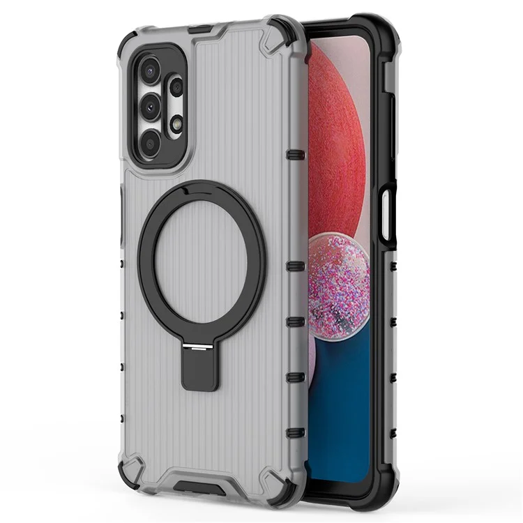 Pour Samsung Galaxy A13 4G / 5G Étui Anneau Magnétique Support Kickstand PC+TPU Housse de Téléphone - Gris
