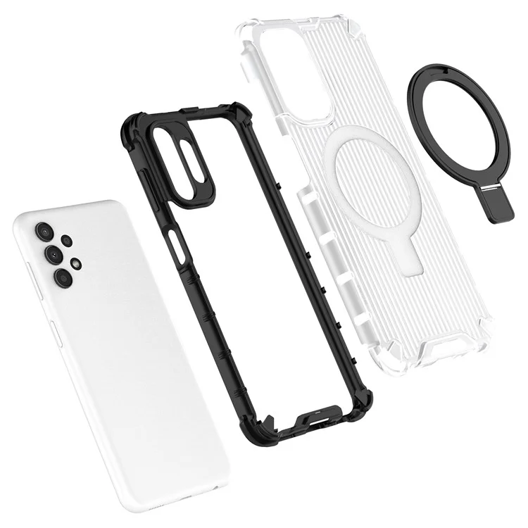 Pour Samsung Galaxy A13 4G / 5G Étui Anneau Magnétique Support Kickstand PC+TPU Housse de Téléphone - Gris