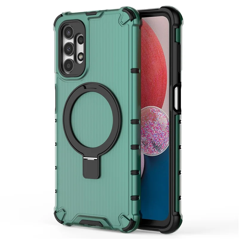 For Samsung Galaxy A13 4G / 5G Case Magnetic Ring Kickstand PC+TPU Phone Cover - Green