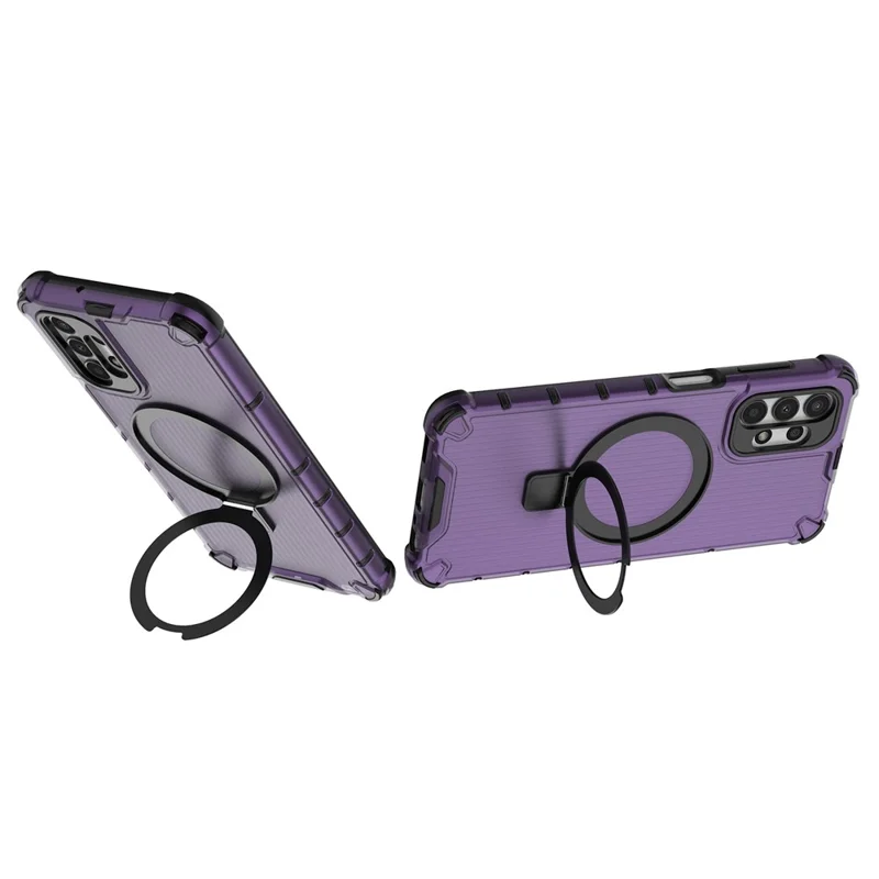 For Samsung Galaxy A13 4G / 5G Case Magnetic Ring Kickstand PC+TPU Phone Cover - Purple