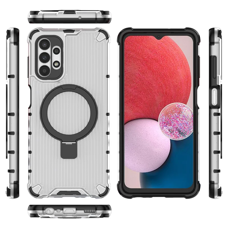 Para Samsung Galaxy A13 4G / 5G Caso Anel Magnético Suporte PC+TPU Capa de Telefone - Transparente