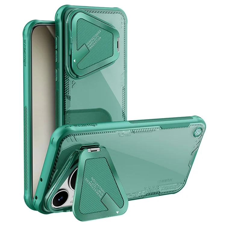 NILLKIN Iceblade Prop per Huawei Pura 70 Pro / 70 Pro+ Custodia PC+TPU Guscio Telefono con Copertura Obiettivo e Supporto Pieghevole - Verde
