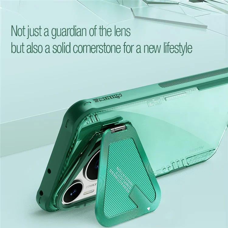NILLKIN Iceblade Prop per Huawei Pura 70 Pro / 70 Pro+ Custodia PC+TPU Guscio Telefono con Copertura Obiettivo e Supporto Pieghevole - Verde