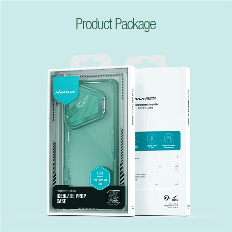 NILLKIN Iceblade Prop per Huawei Pura 70 Pro / 70 Pro+ Custodia PC+TPU Guscio Telefono con Copertura Obiettivo e Supporto Pieghevole - Verde