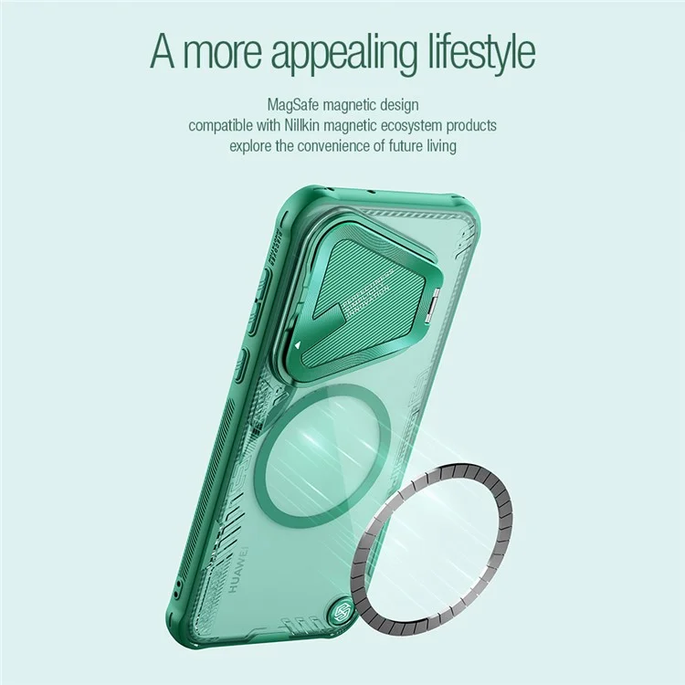 NILLKIN Iceblade Prop Магнитная серия для Huawei Pura 70 Pro / Pura 70 Pro+ Чехол PC+TPU Защитная крышка для объектива - Зеленый
