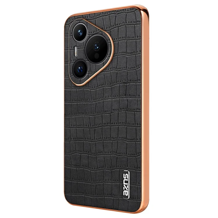 AZNS Para Huawei Pura 70 Slim Case Textura de Crocodilo Couro + Capa de Telefone TPU - Preto
