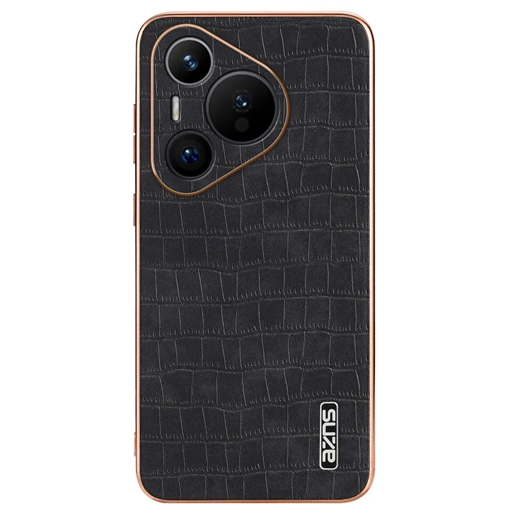 AZNS Para Huawei Pura 70 Slim Case Textura de Crocodilo Couro + Capa de Telefone TPU - Preto