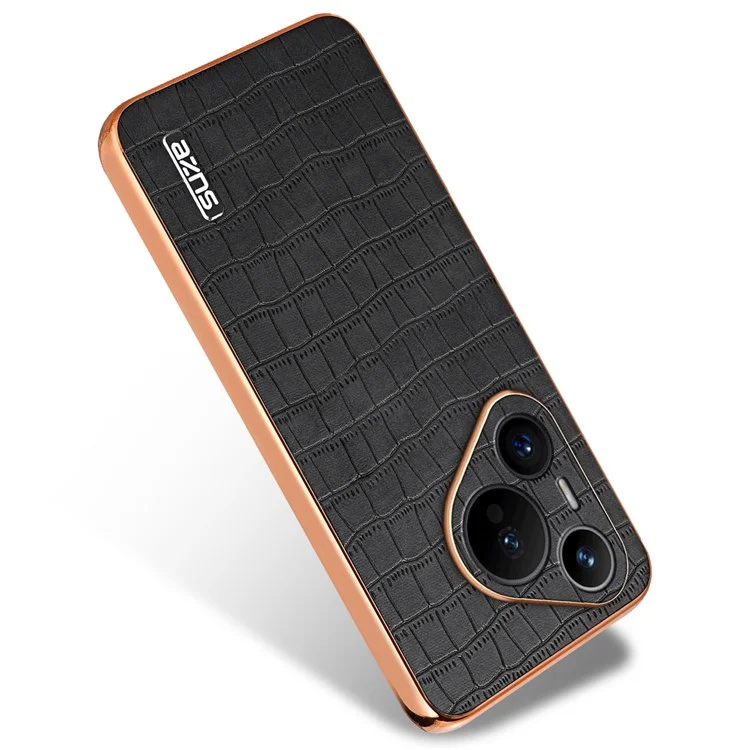 AZNS Para Huawei Pura 70 Slim Case Textura de Crocodilo Couro + Capa de Telefone TPU - Preto