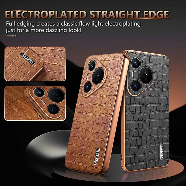 AZNS Para Huawei Pura 70 Slim Case Textura de Crocodilo Couro + Capa de Telefone TPU - Preto