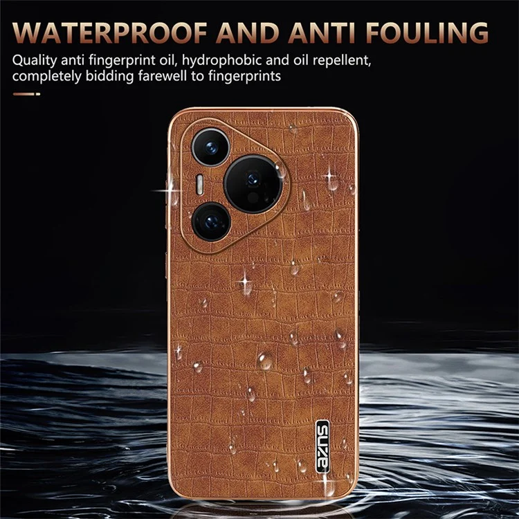 AZNS Para Huawei Pura 70 Slim Case Textura de Crocodilo Couro + Capa de Telefone TPU - Preto