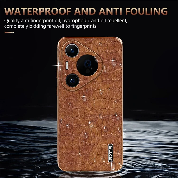 AZNS Pour Huawei Pura 70 Pro / Pura 70 Pro+ Étui en Cuir PU Enduit de TPU Électroplaqué - Noir