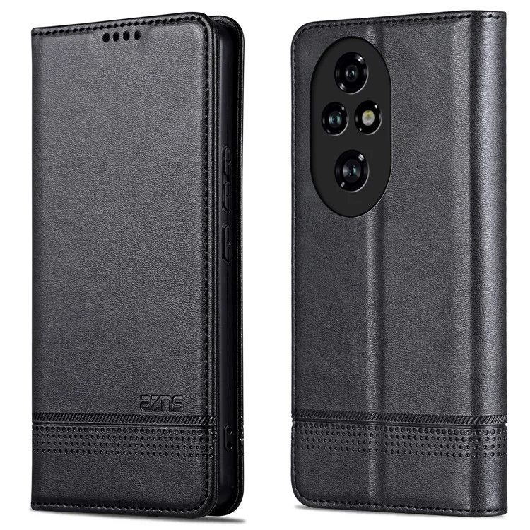AZNS For Honor 200 5G Case Leather Phone Cover Magnetic Flip Closure - Black