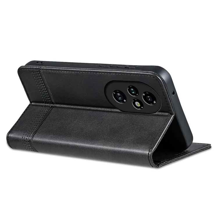 AZNS For Honor 200 5G Case Leather Phone Cover Magnetic Flip Closure - Black