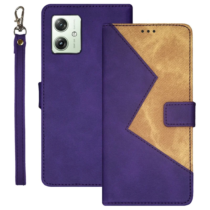 IDEWEI Per Motorola Moto G64 5G Custodia Stand Antigraffio in Pelle - Porpora