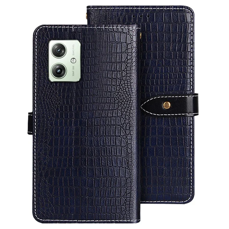 IDEWEI For Motorola Moto G64 5G Wallet Case Crocodile Texture Leather Phone Cover - Blue