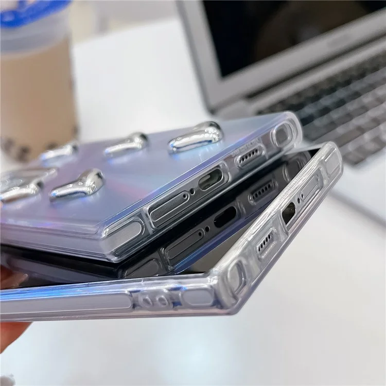 Pour Samsung Galaxy S24 Ultra IMD Étui de téléphone Electroplating PC+TPU Cover avec décoration en forme de cœur - AK5