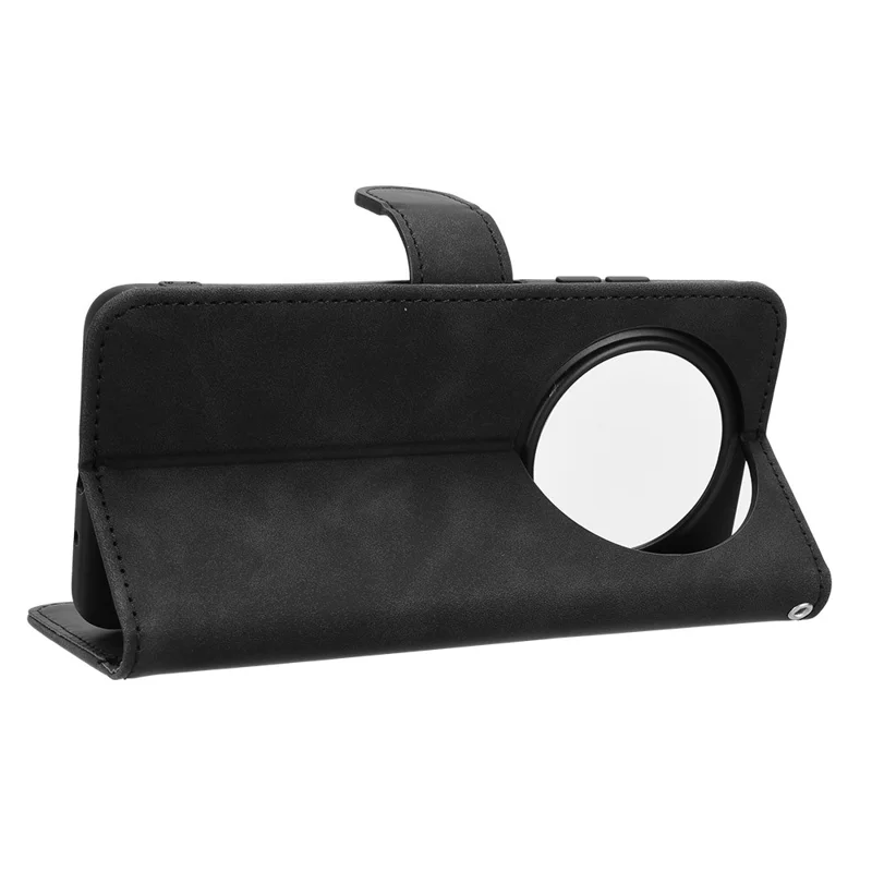 For Oukitel C37 Wallet Case Skin-Feel Leather Phone Cover Folio Flip - Black