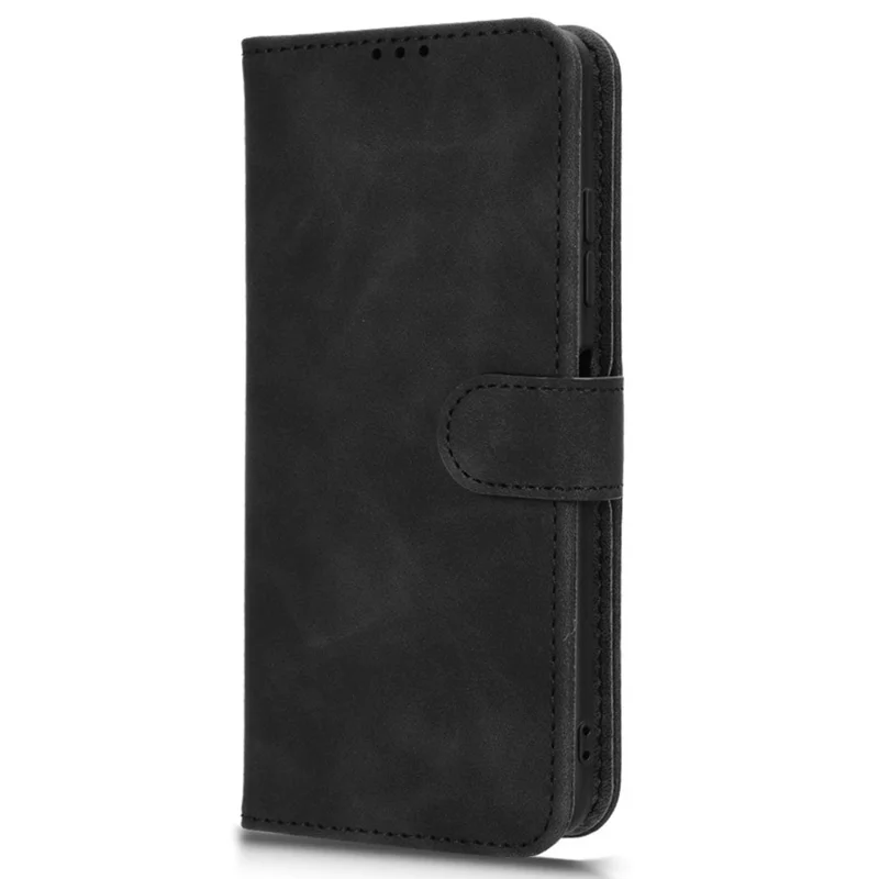 For Oukitel C37 Wallet Case Skin-Feel Leather Phone Cover Folio Flip - Black
