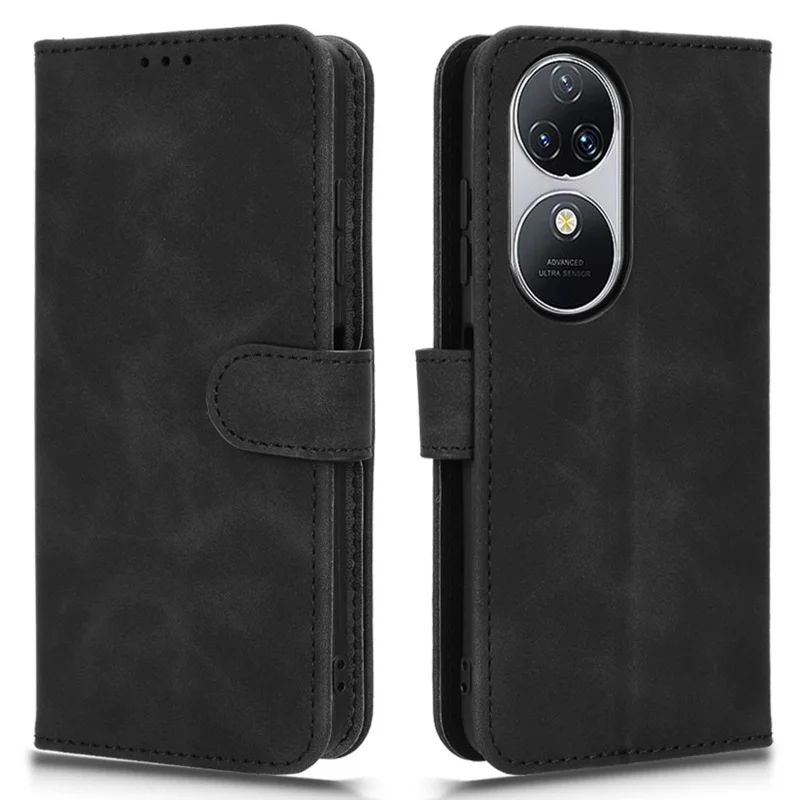 For Oukitel C38 Case Skin-Feel PU Leather Wallet Phone Cover - Black