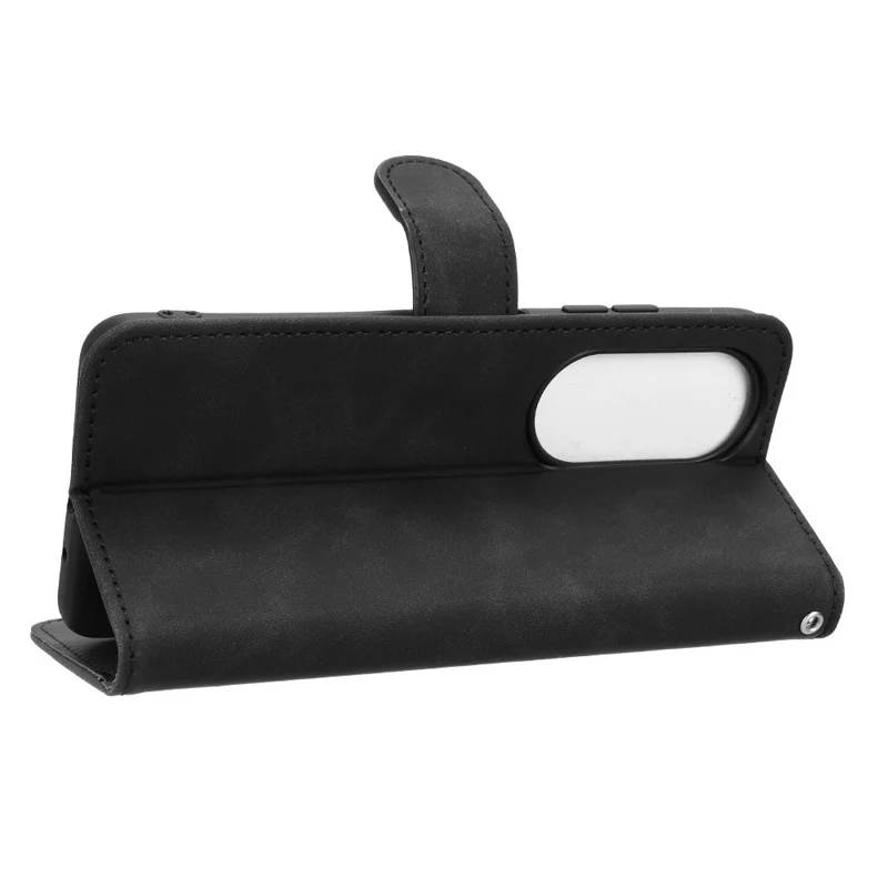 For Oukitel C38 Case Skin-Feel PU Leather Wallet Phone Cover - Black