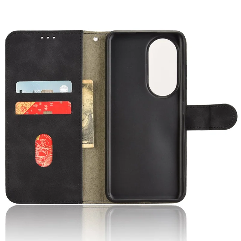 For Oukitel C38 Case Skin-Feel PU Leather Wallet Phone Cover - Black