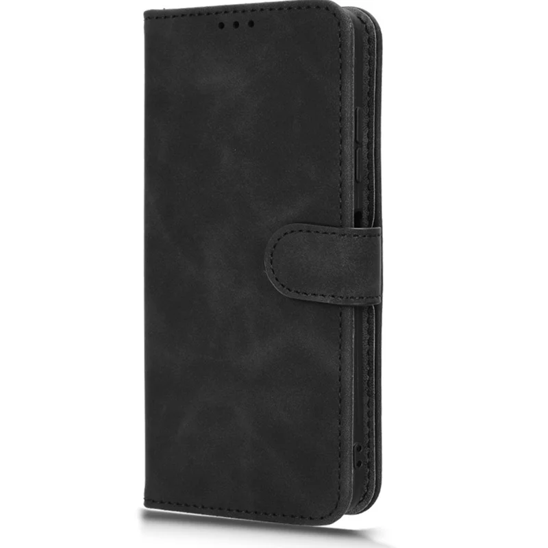 For Oukitel C38 Case Skin-Feel PU Leather Wallet Phone Cover - Black