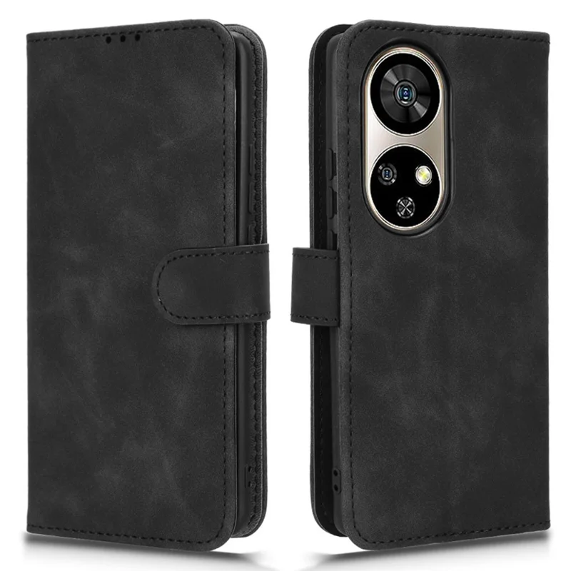 For Ulefone Note 17 Pro Case Skin-Feel Wallet PU Leather Phone Cover - Black