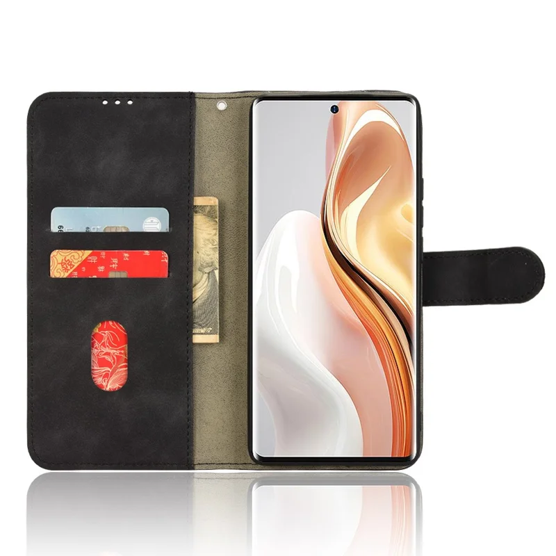 For Ulefone Note 17 Pro Case Skin-Feel Wallet PU Leather Phone Cover - Black