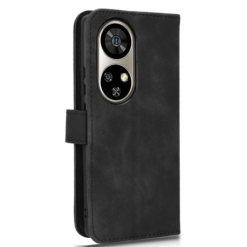 For Ulefone Note 17 Pro Case Skin-Feel Wallet PU Leather Phone Cover - Black