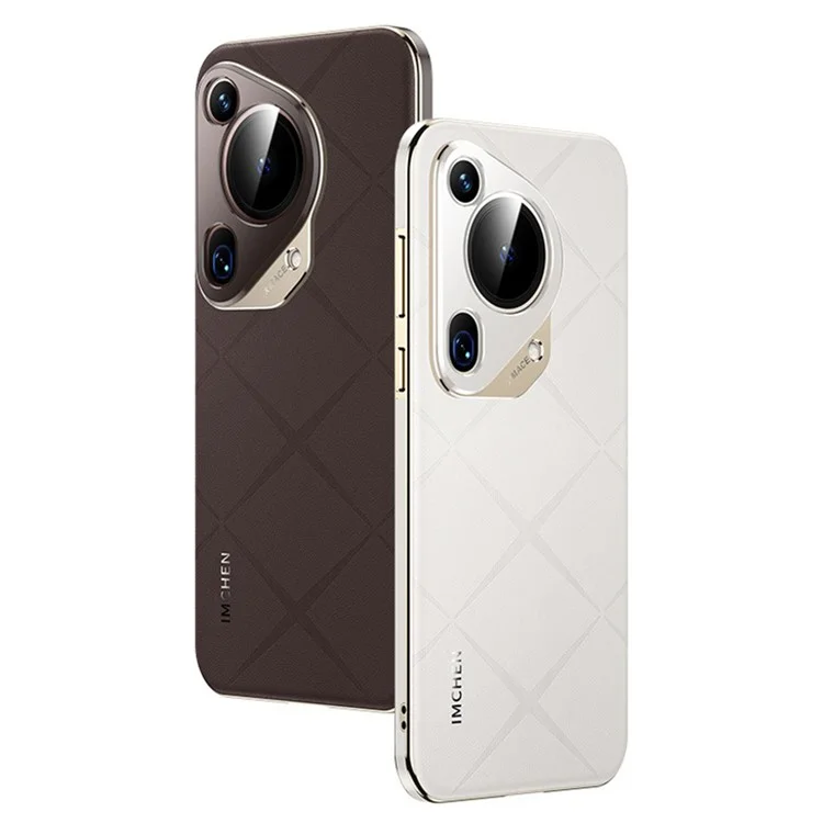 IM-CHEN Para Huawei Pura 70 Ultra Funda Anti-Arañazos de Cuero de Vaca Genuino+PC Funda Teléfono - Café
