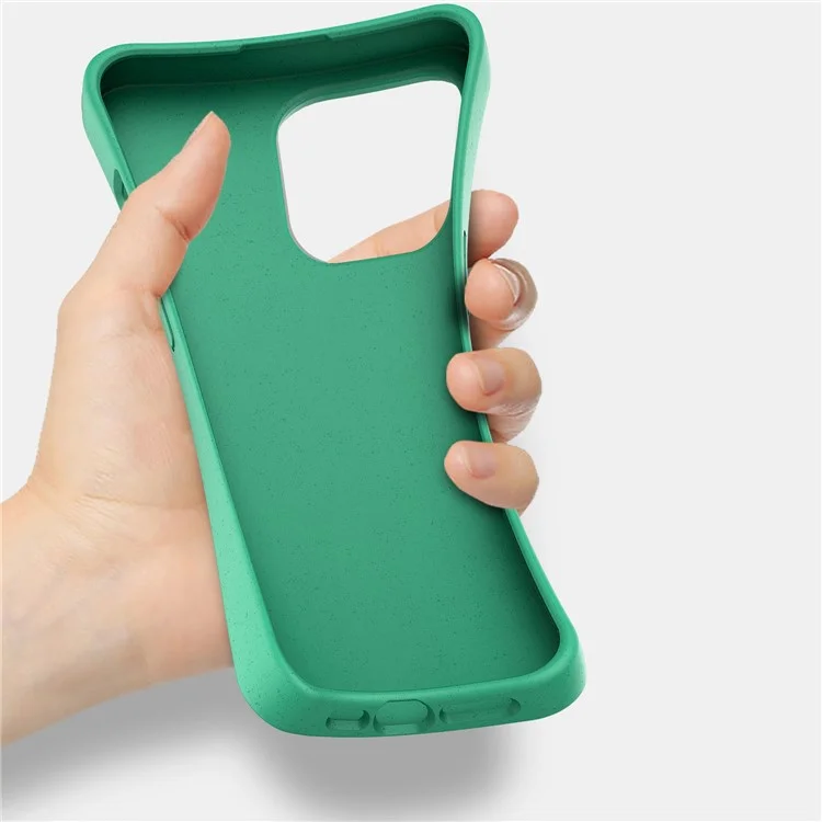 For iPhone 16 Pro Max Case Biodegradable Wheat Straw+TPU Hybrid Phone Cover - Green