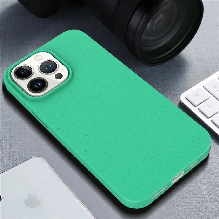 For iPhone 16 Pro Max Case Biodegradable Wheat Straw+TPU Hybrid Phone Cover - Green