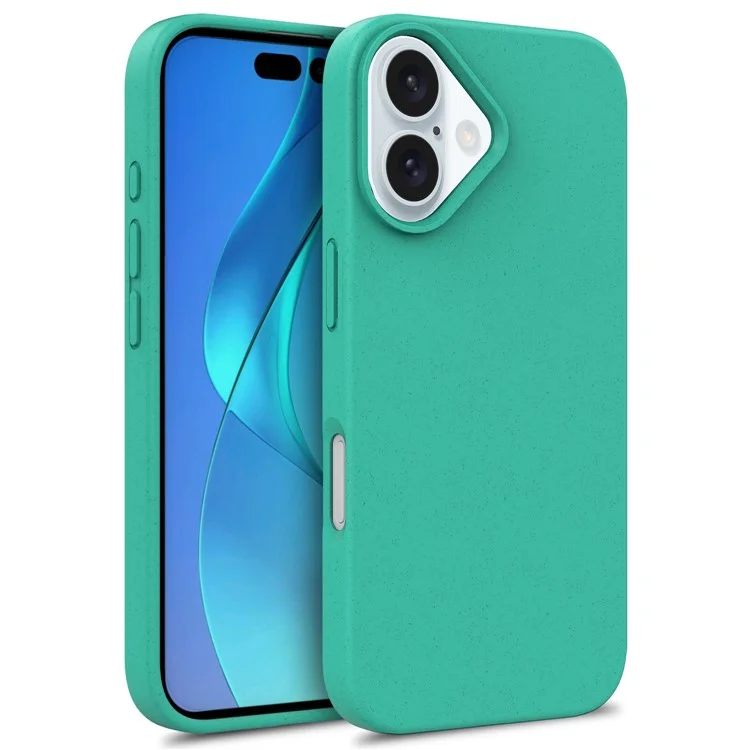 Funda para iPhone 16 Plus de paja de trigo + Cubierta de teléfono TPU biodegradable - Verde
