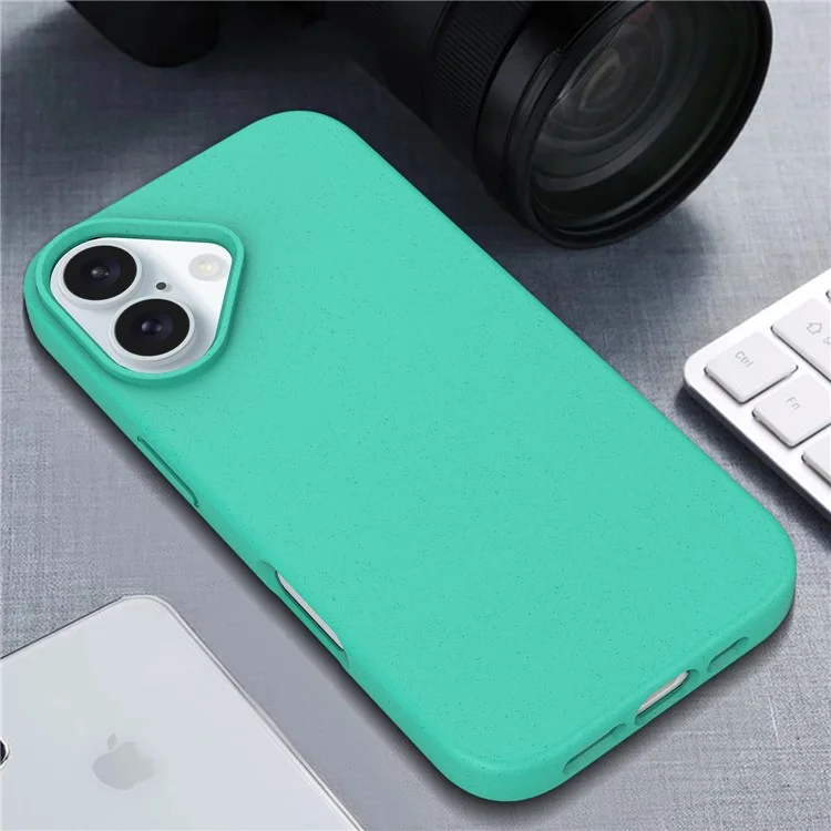 Funda para iPhone 16 Plus de paja de trigo + Cubierta de teléfono TPU biodegradable - Verde