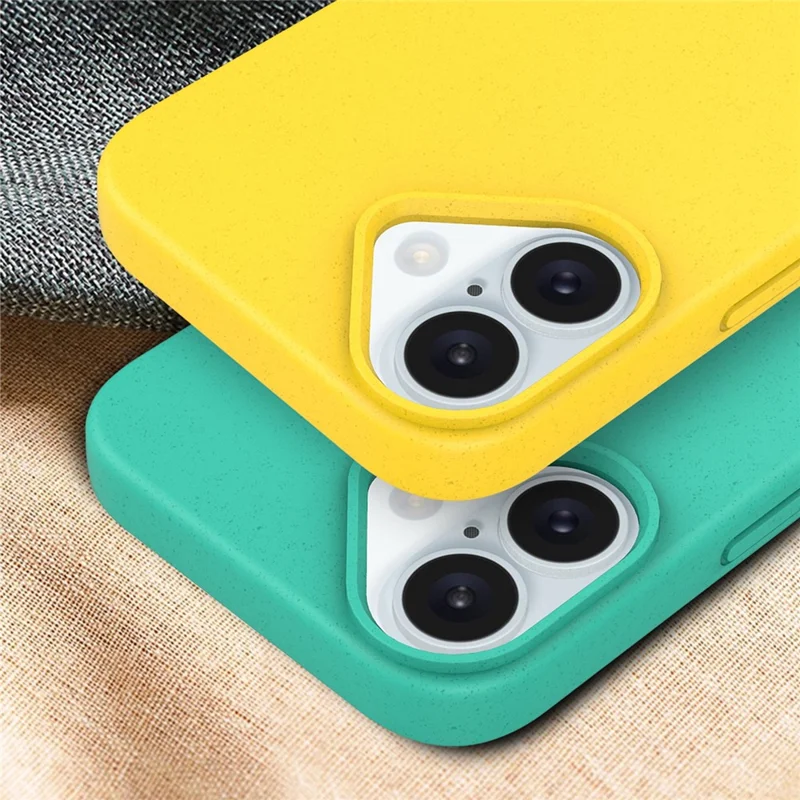 For iPhone 16 Plus Case Wheat Straw+TPU Phone Cover Compostable - Yellow