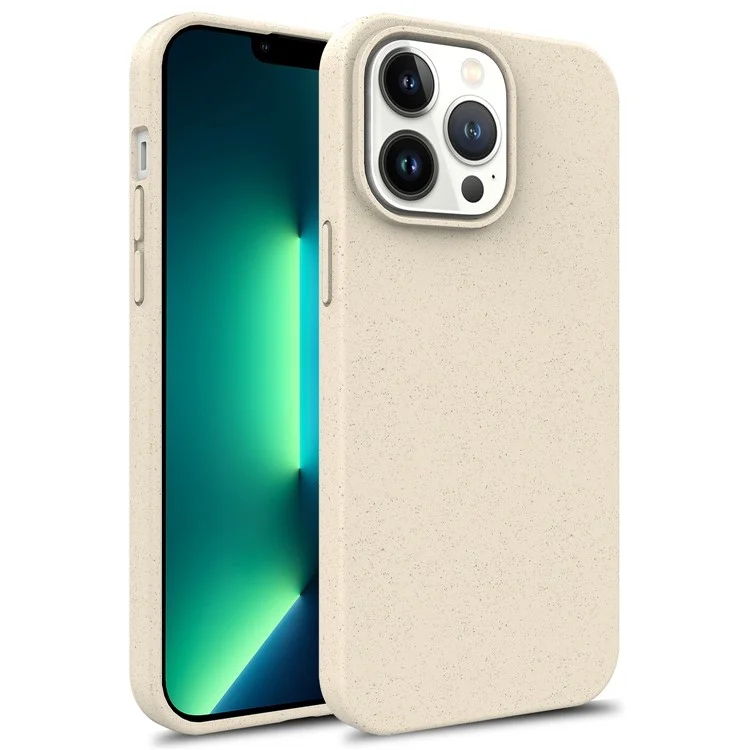 For iPhone 16 Pro Case Eco-friendly Wheat Straw+TPU Protective Phone Case - Beige