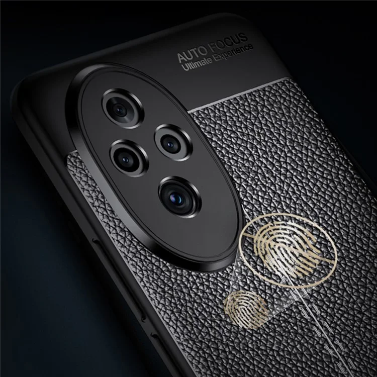 Pour Honor 200 Pro 5G Case Litchi Texture Flexible TPU Slim Phone Cover - Noir