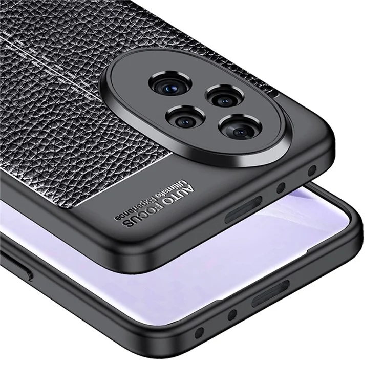 Pour Honor 200 Pro 5G Case Litchi Texture Flexible TPU Slim Phone Cover - Noir
