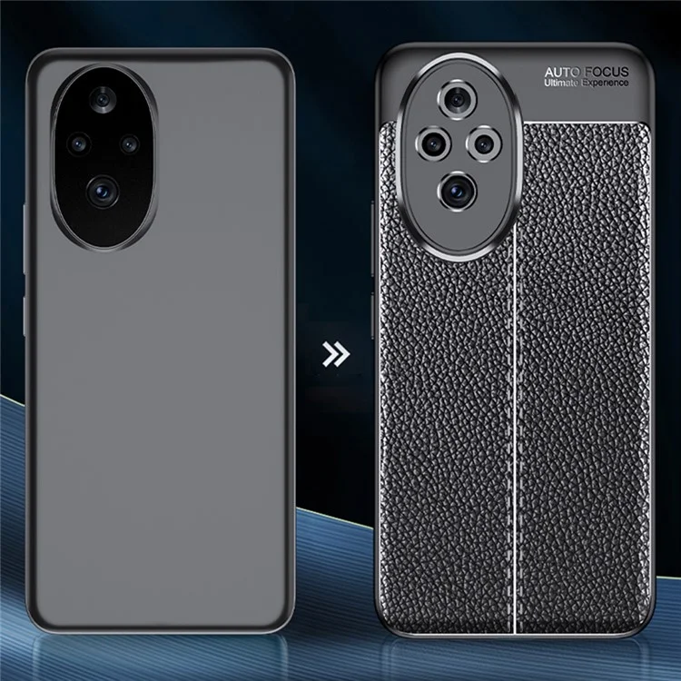 Pour Honor 200 Pro 5G Case Litchi Texture Flexible TPU Slim Phone Cover - Noir
