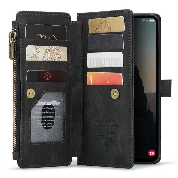 CASEME C30 Series para Samsung Galaxy A25 5G (Global) (161,0 X 76,5 X 8,3 mm) Capa Protetora de Couro de Telefone - Preto