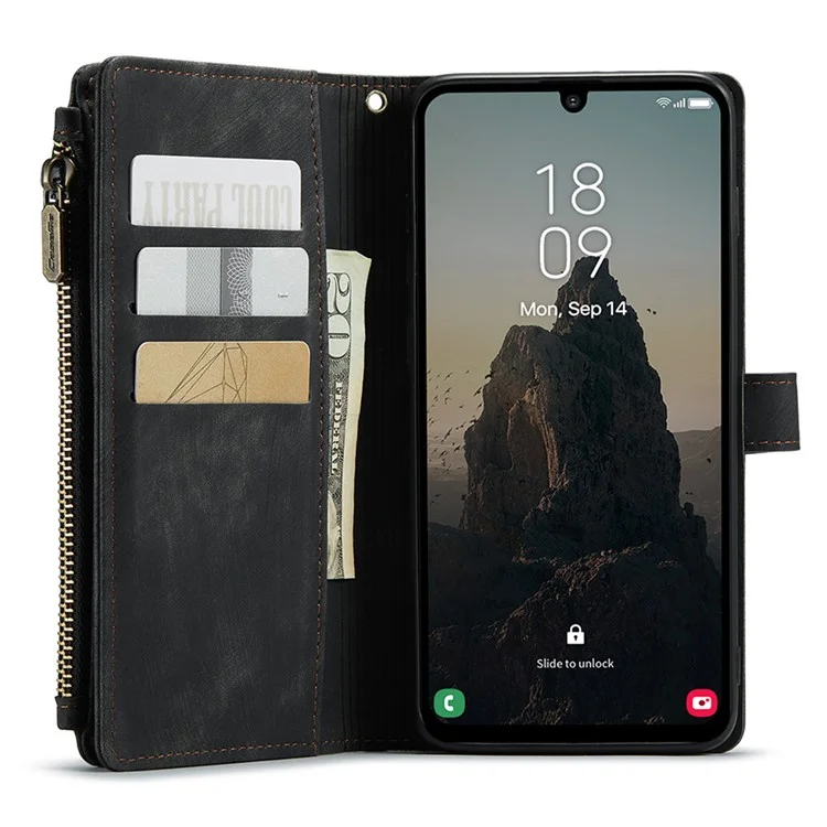 CASEME C30 Series para Samsung Galaxy A25 5G (Global) (161,0 X 76,5 X 8,3 mm) Capa Protetora de Couro de Telefone - Preto