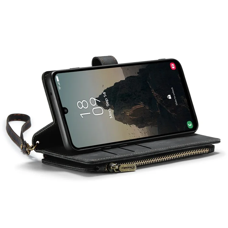 CASEME C30 Series para Samsung Galaxy A25 5G (Global) (161,0 X 76,5 X 8,3 mm) Capa Protetora de Couro de Telefone - Preto