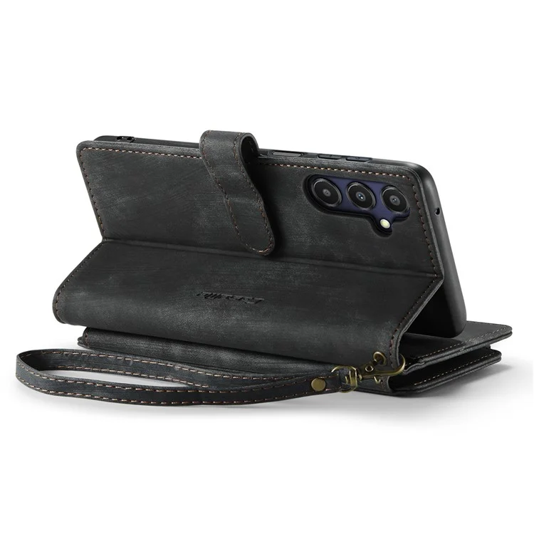 CASEME C30 Series para Samsung Galaxy A25 5G (Global) (161,0 X 76,5 X 8,3 mm) Capa Protetora de Couro de Telefone - Preto
