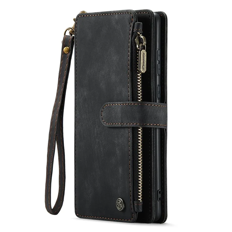 CASEME C30 Série pour Samsung Galaxy A35 5G Étui Étui en cuir avec 10 porte-cartes Poche Zip - Noir