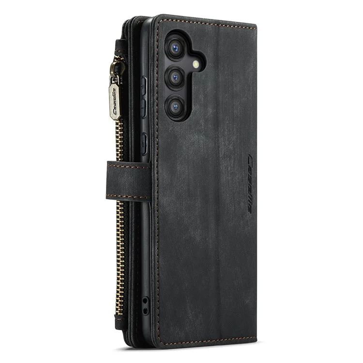 CASEME C30 Série pour Samsung Galaxy A35 5G Étui Étui en cuir avec 10 porte-cartes Poche Zip - Noir