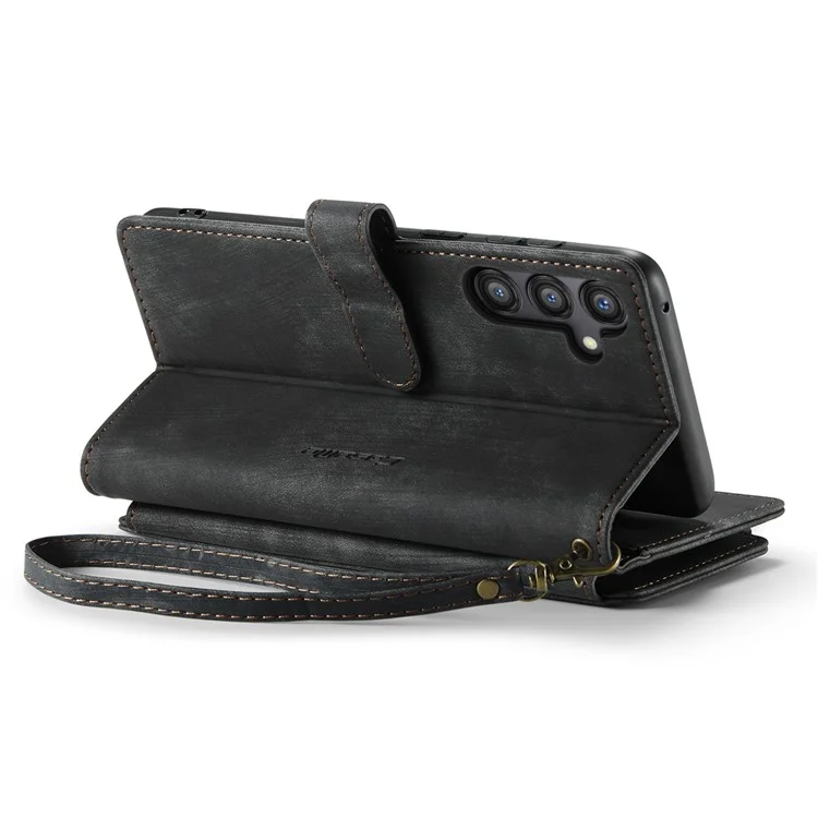 CASEME C30 Série pour Samsung Galaxy A35 5G Étui Étui en cuir avec 10 porte-cartes Poche Zip - Noir