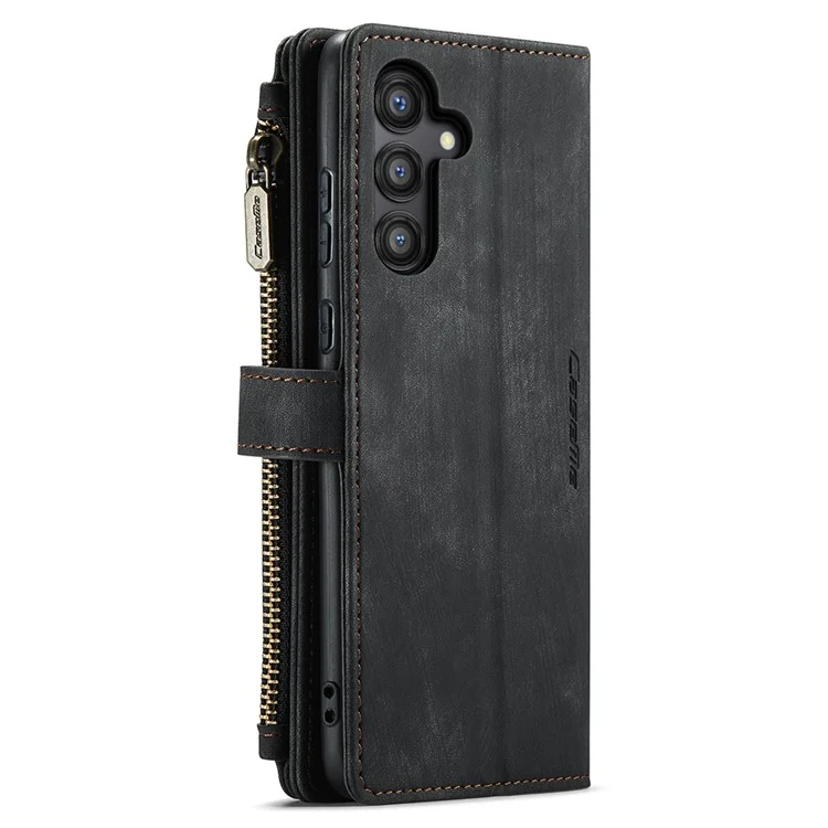 CASEME C30 Series для Samsung Galaxy A55 5G Чехол Кожаный Телефонный Чехол с 10 Слотами для Карт - Черный