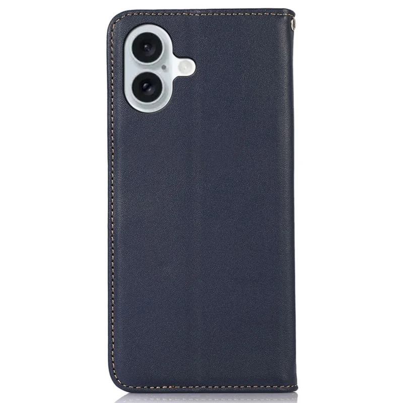 KHAZNEH для iPhone 16 Case RFID блокирующий подлинный кожаный кошелек Flip Folio Phone Cover - Blue