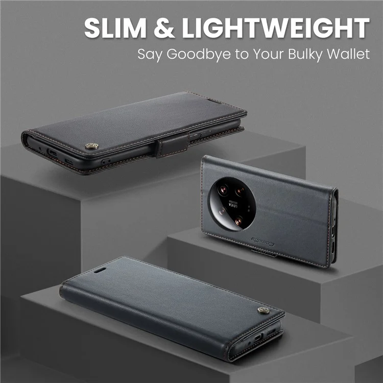 CASEME 023 Serie für Xiaomi 14 Ultra Hülle RFID Blocking Glossy Stand Handyhülle - Schwarz